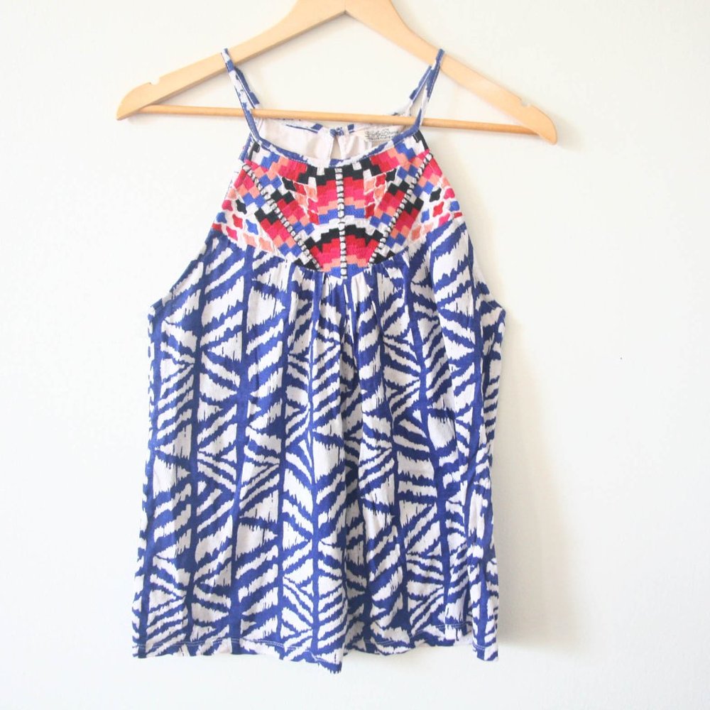 Size S - LUCKY BRAND Women's Cotton Blend Embroidered Sleeveless Top